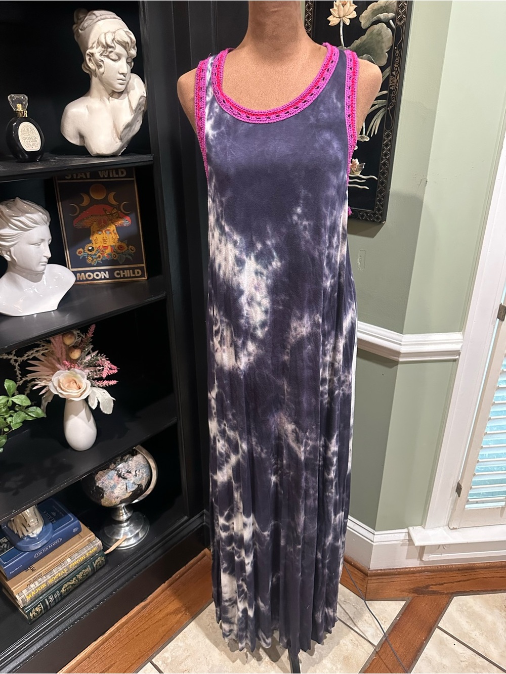 Natural Life Purple Tie‑Dye Crochet Trim Dress – Size Medium – NWT